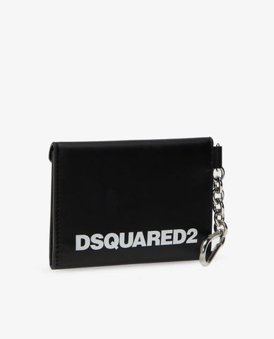  DSQUARED2 - Ví nữ chữ nhật nắp gập Black Logo And Internal Mirror 