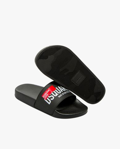  DSQUARED2 - Dép nam quai ngang bảng lớn phối logo thời trang 
