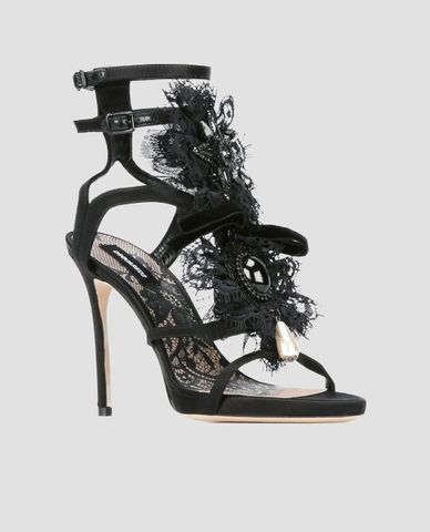  DSQUARED2 - Giày cao gót hở mũi dây phối khóa Victorian 