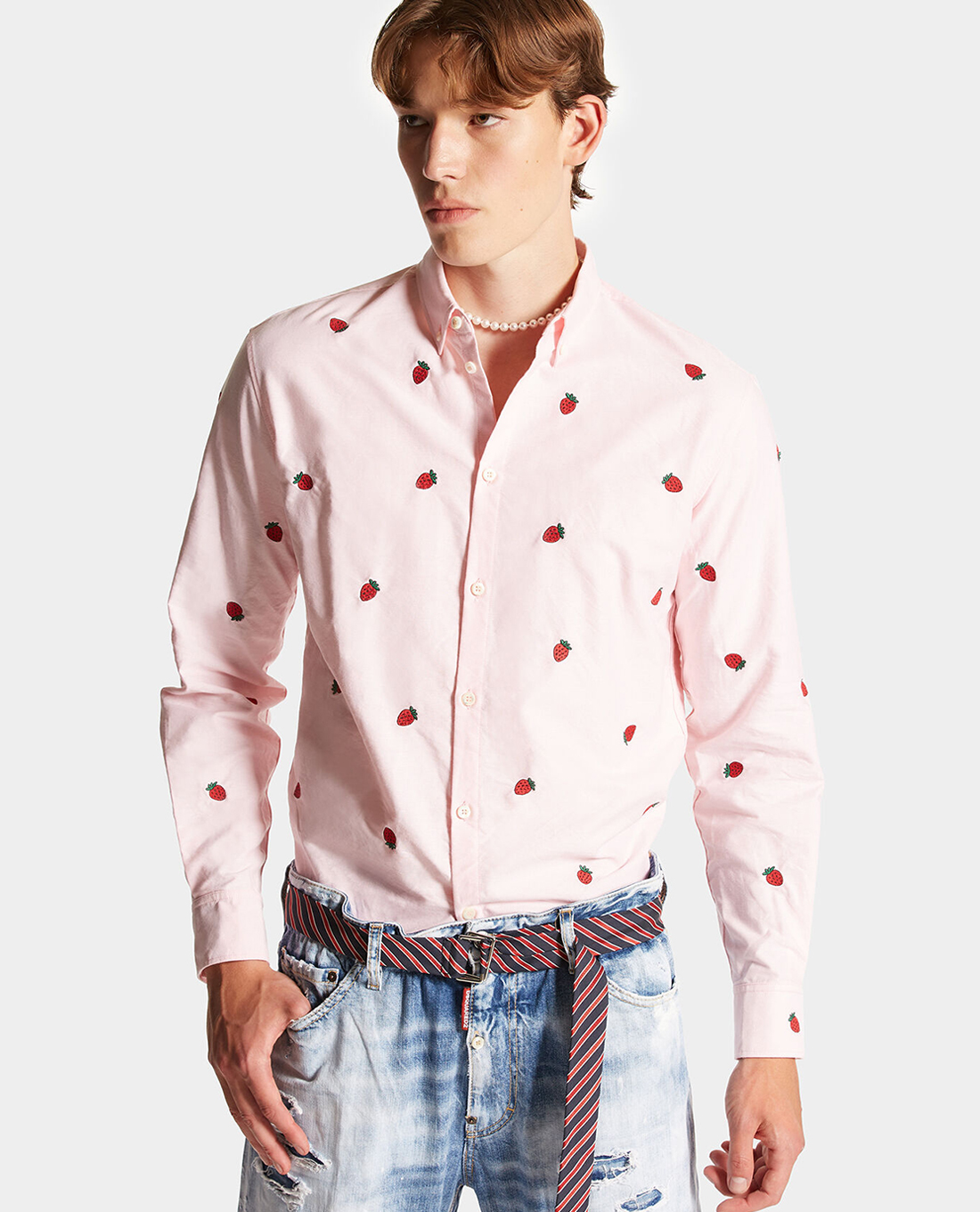 DSQUARED2 - Áo sơ mi nam cổ bẻ tay dài Fruits