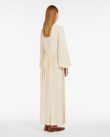  WEEKEND MAX MARA - Đầm xếp li maxi cổ V tay dài phối dây rút Guelfi 