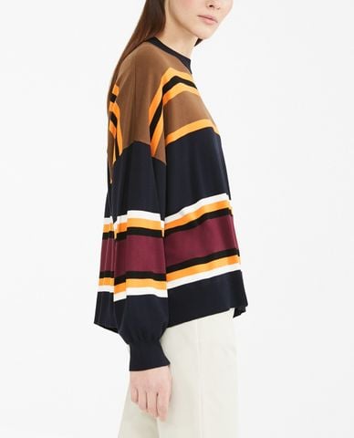  WEEKEND MAX MARA - Áo len nữ cổ tròn tay dài bo gấu thời trang 