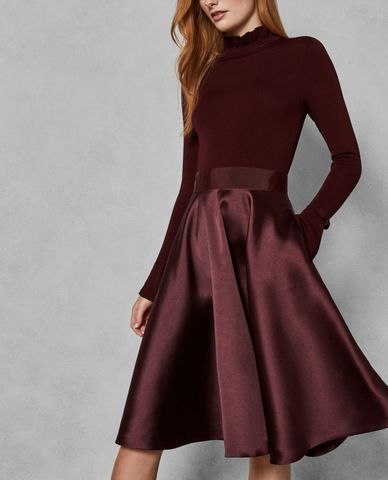  TED BAKER - Đầm xòe chữ A cổ cao tay dài Zadi 