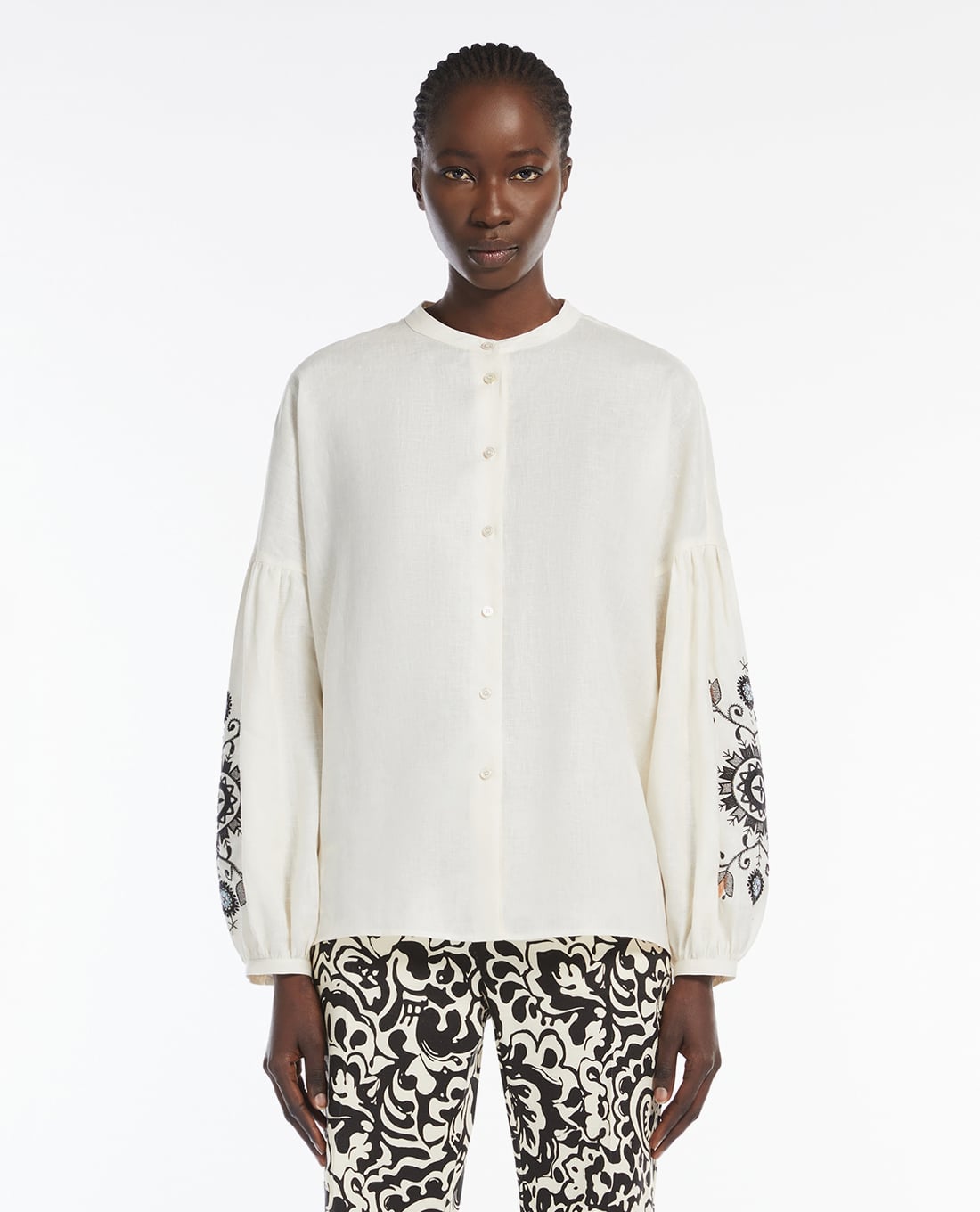 WEEKEND MAX MARA - Áo sơ mi nữ cổ tròn tay dài Ilex