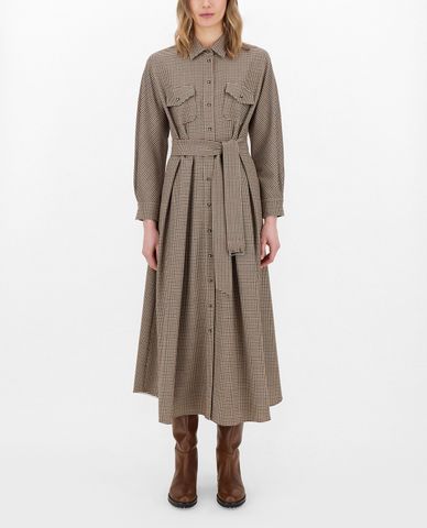  WEEKEND MAX MARA - Đầm midi sơ mi cột eo Wool Flannel 