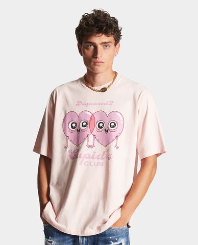  DSQUARED2 - Áo thun nam cổ tròn tay ngắn Cupid's Club Skater 