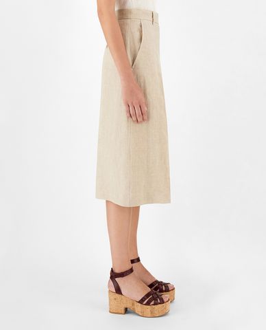  WEEKEND MAX MARA - Quần lửng nữ xếp li ống rộng Linen Canvas 
