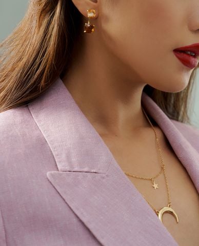  CECI - Khuyên tai nữ dạng thả đính đá sáng trọng 