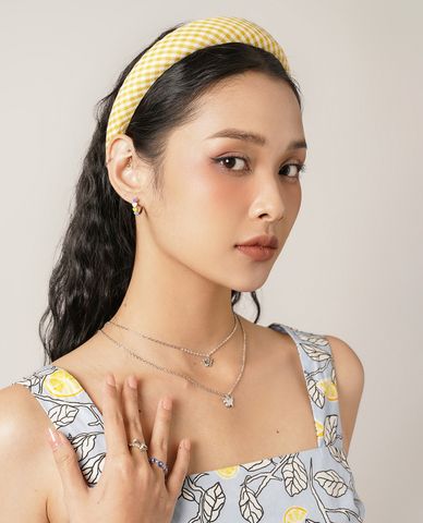  CECI - Băng đô cài tóc nữ bọc vải sọc caro trẻ trung 