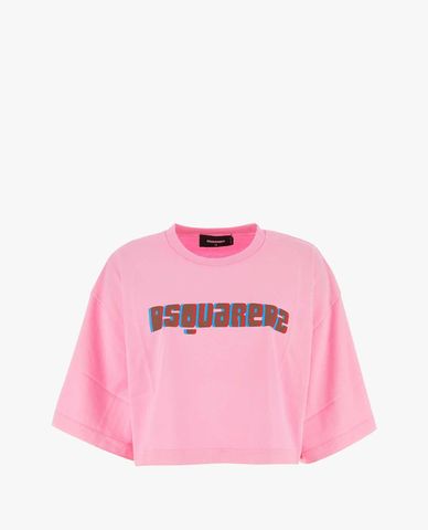 DSQUARED2 - Áo croptop nữ tay ngắn phối logo 
