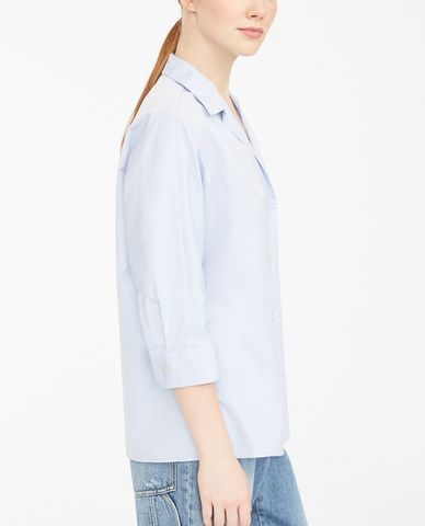  WEEKEND MAX MARA - Áo sơ mi nữ cổ bẻ phom suông thời trang Cotton Poplin 