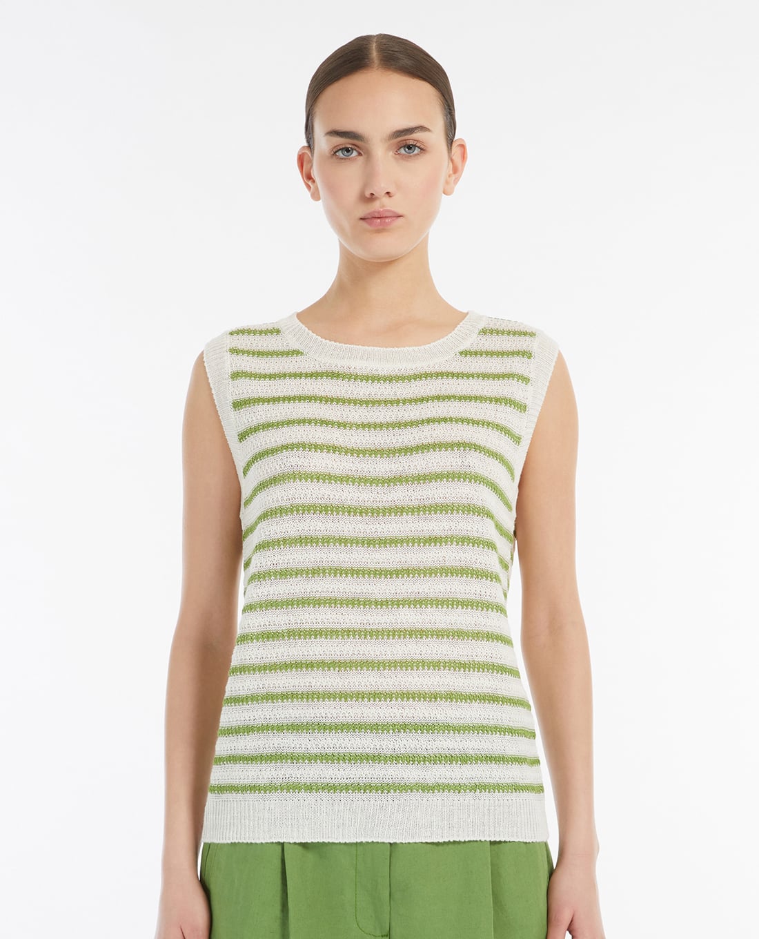 WEEKEND MAX MARA - Áo dệt kim nữ sát nách phối sọc Ciad