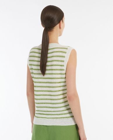  WEEKEND MAX MARA - Áo dệt kim nữ sát nách phối sọc Ciad 