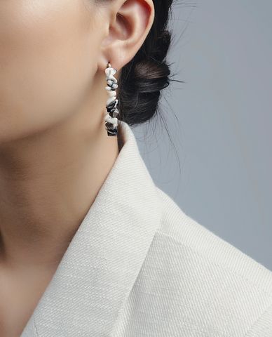  CECI - Khuyên tai nữ nửa vòng tròn xỏ hạt thời trang 