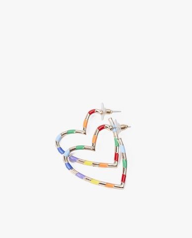  CECI - Khuyên tai nữ bản to hình trái tim phối màu thời trang 