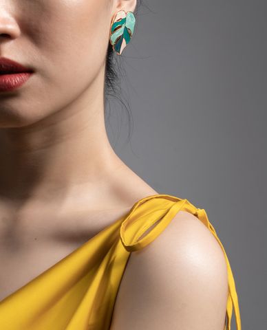  CECI - Khuyên tai nữ hình chiếc lá bản to cá tính 