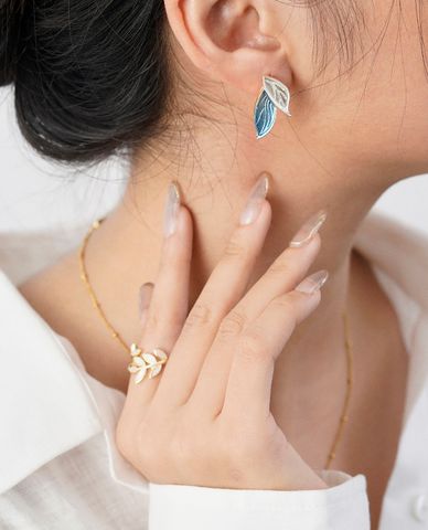  CECI - Khuyên tai nữ hình chiếc lá thời trang 
