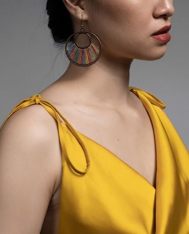  CECI - Khuyên tai nữ dáng thả khoen tròn cá tính 