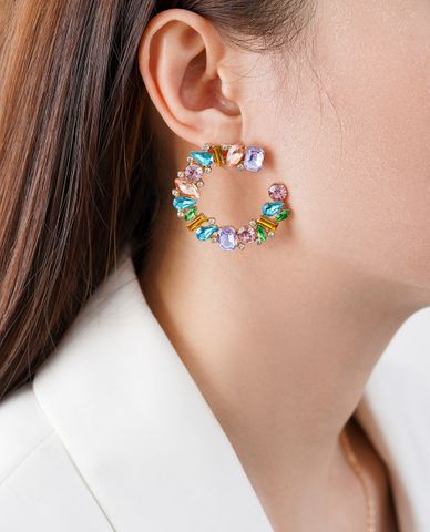  CECI - Khuyên tai nữ dạng hở thiết kế đính đá độc đáo 