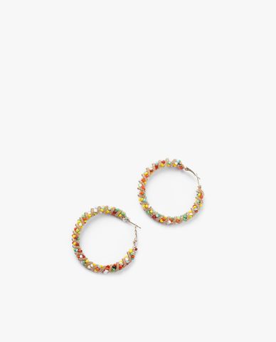  CECI - Khuyên tai nữ khoen tròn chuỗi hạt nhiều màu 