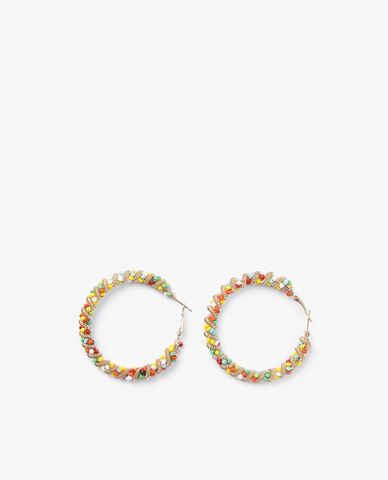  CECI - Khuyên tai nữ khoen tròn chuỗi hạt nhiều màu 