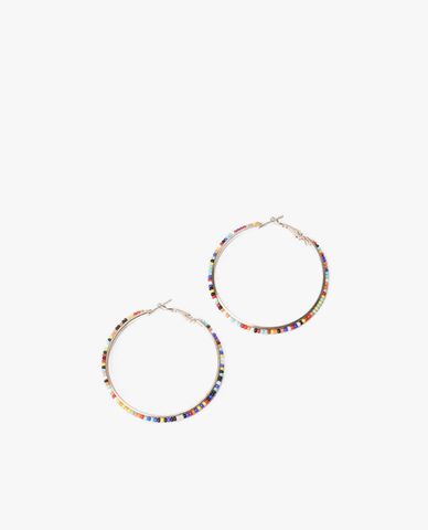  CECI - Khuyên tai nữ khoen tròn phối chuỗi hạt nhiều màu 