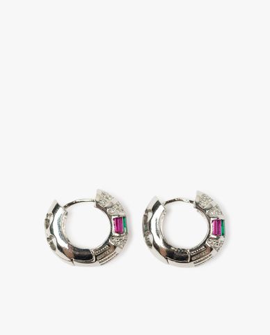  CECI - Khuyên tai dáng tròn bản vừa nạm đá nổi bật 