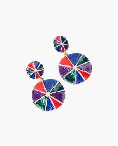  CECI - Khuyên tai nữ dáng thả phối mặt tròn nhiều màu sắc 