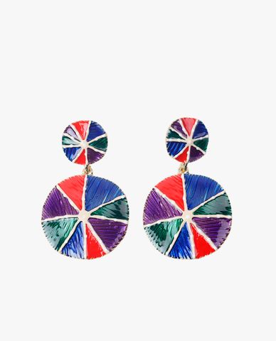  CECI - Khuyên tai nữ dáng thả phối mặt tròn nhiều màu sắc 