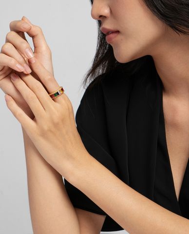  CECI - Nhẫn nữ đính đá nhiều màu thời trang 