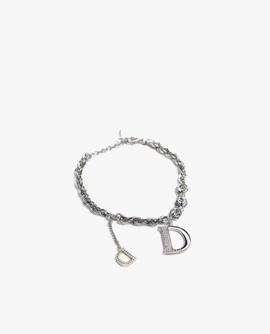  CECI - Vòng đeo tay nữ chuỗi xích lớn phối mặt chữ D 