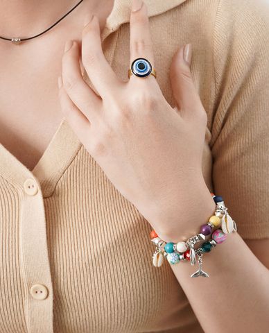  CECI - Vòng đeo tay nữ chuỗi hạt đá tròn trẻ trung 