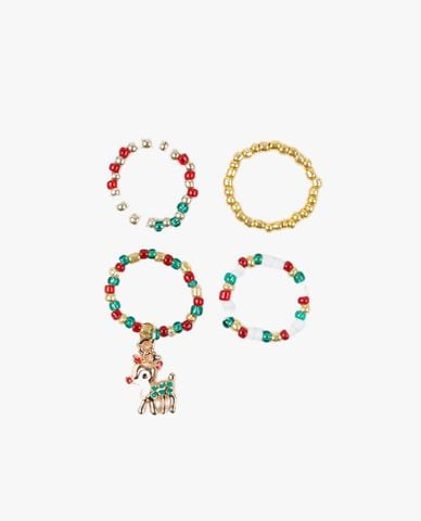  CECI - Set 4 nhẫn nữ chuỗi hạt nhiều màu trẻ trung 