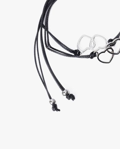  CECI - Set 2 vòng đeo tay nữ dây bện nhiều vòng phối mặt trái tim 