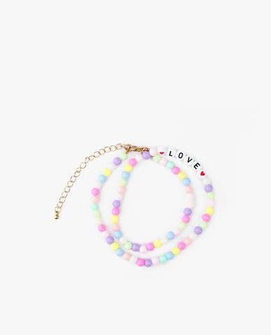  CECI - Vòng cổ nữ chuỗi hạt tròn nhiều màu phối chữ Love 