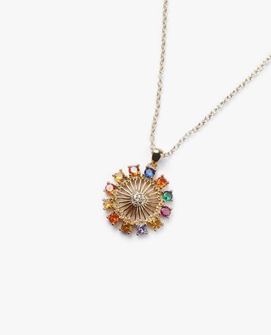  CECI - Vòng cổ nữ dạng chuỗi xích nhỏ phối mặt tròn đính đá 