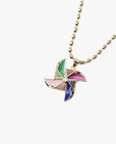  CECI - Vòng cổ nữ phối mặt hình chong chóng nhiều màu trẻ trung 