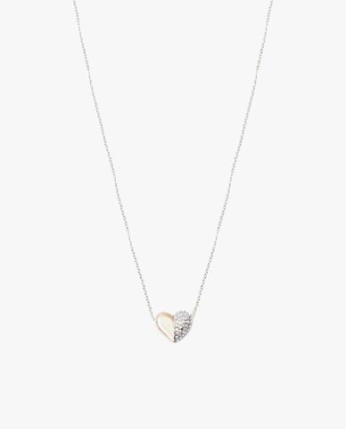  CECI - Vòng cổ nữ mắc xích phối mặt trái tim đính đá 