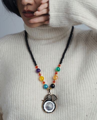  CECI - Dây chuyền nữ chuỗi hạt phối mặt hình đầu voi ma mút 