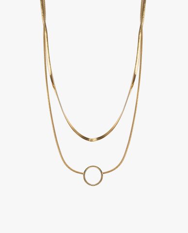  CECI - Vòng cổ nữ 2 tầng phối mặt khoen tròn thanh lịch 