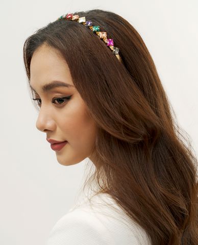  CECI - Băng đô cài tóc nữ đính đá hình thoi trẻ trung 