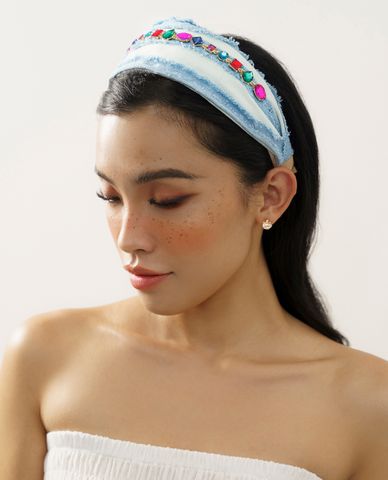  CECI - Băng đô vải nữ bản lớn đính đá nhiều màu trẻ trung 