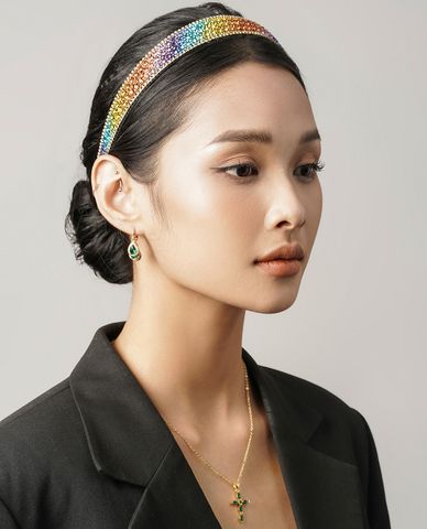  CECI - Băng đô cài tóc nữ bọc vải đính đá sang trọng 