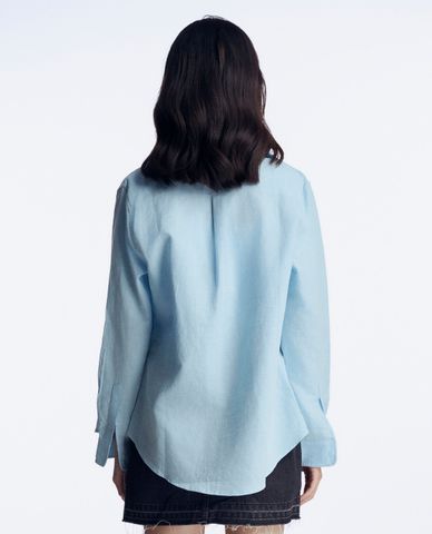  GIGI - Áo sơ mi nữ cổ bẻ tay dài phối logo thêu tinh tế 