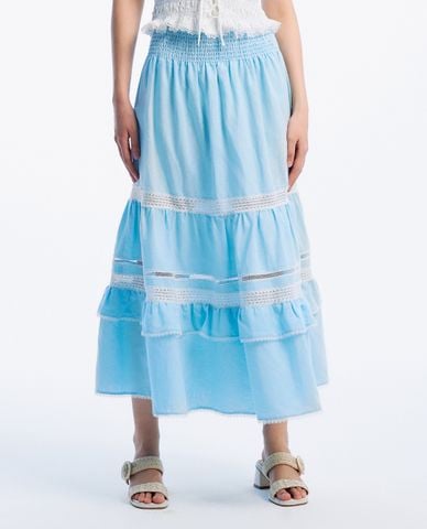  GIGI - Chân váy xếp tầng midi lưng thun thời trang 