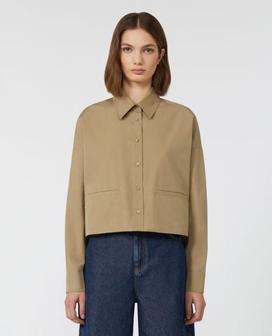  WEEKEND MAX MARA - Áo sơ mi nữ cổ bẻ tay dài phom croptop Svago 