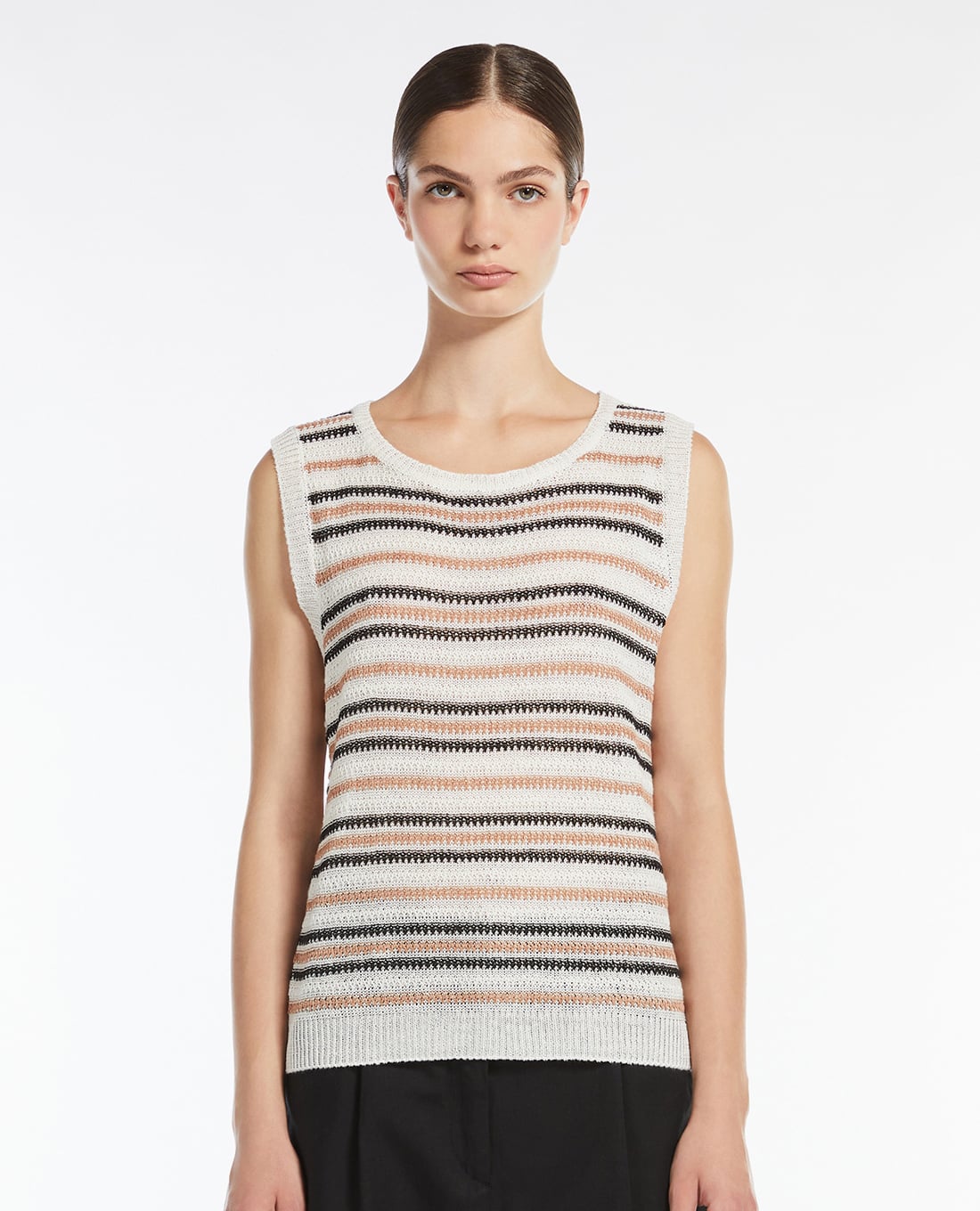 WEEKEND MAX MARA - Áo dệt kim nữ sát nách phối sọc Ciad