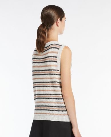  WEEKEND MAX MARA - Áo dệt kim nữ sát nách phối sọc Ciad 