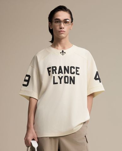  PALLADIUM - Áo thun nam cổ tròn tay ngắn in họa tiết 