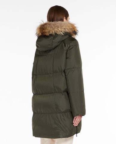  WEEKEND MAX MARA - Áo khoác phao nữ dáng dài phối mũ lông Bembo 